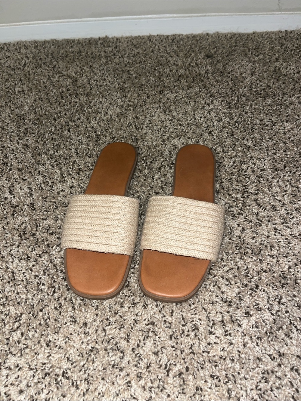 Women's Neutral Rope Slide Sandals - Beige